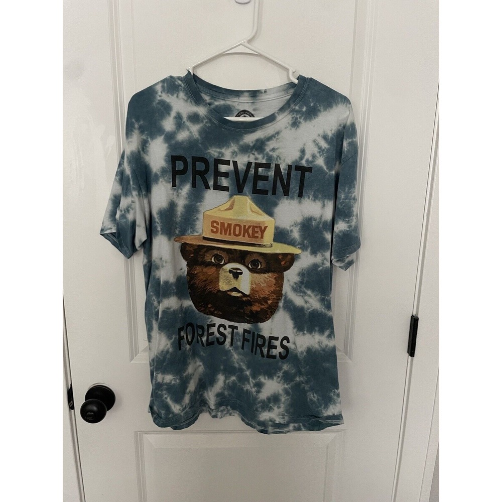 Smokey Bear Prevent Forest Fires ✅ Mens Tie Dyed Graphic T Shirt ✅ Size Large